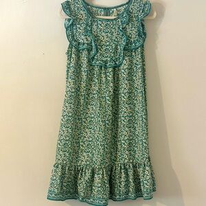 Max Studio Green Floral Ruffle Dress Boho Mini Size Medium